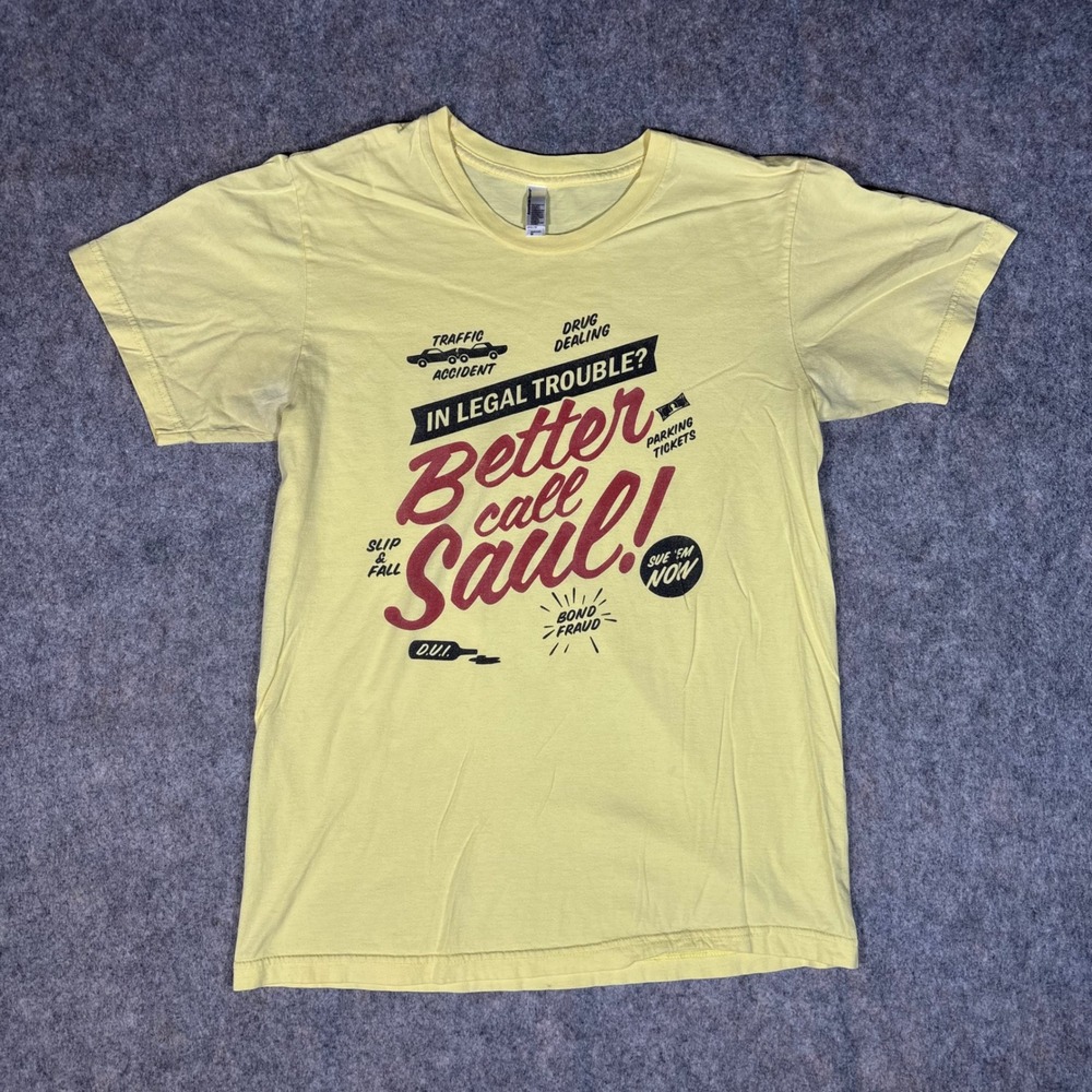 American Apparel Better Call Saul T-Shirt Mens M Yellow Graphic Tee 6158 READ